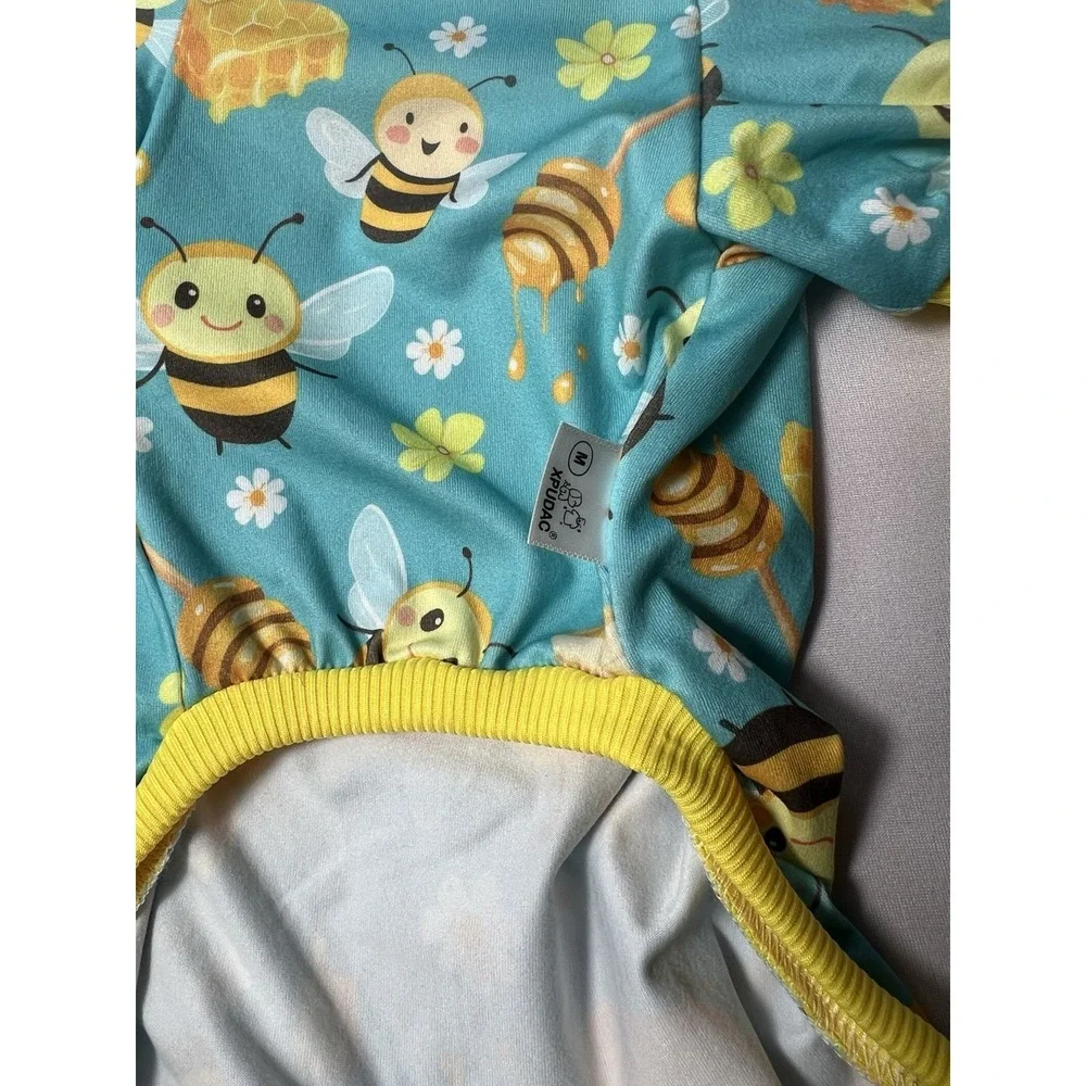 Dog Pajamas Soft Strechy Bee Green  Doggie Clothes Cute Outfits Size M‎
